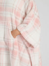 Loungeable Womens Pink Check Print Long Poncho