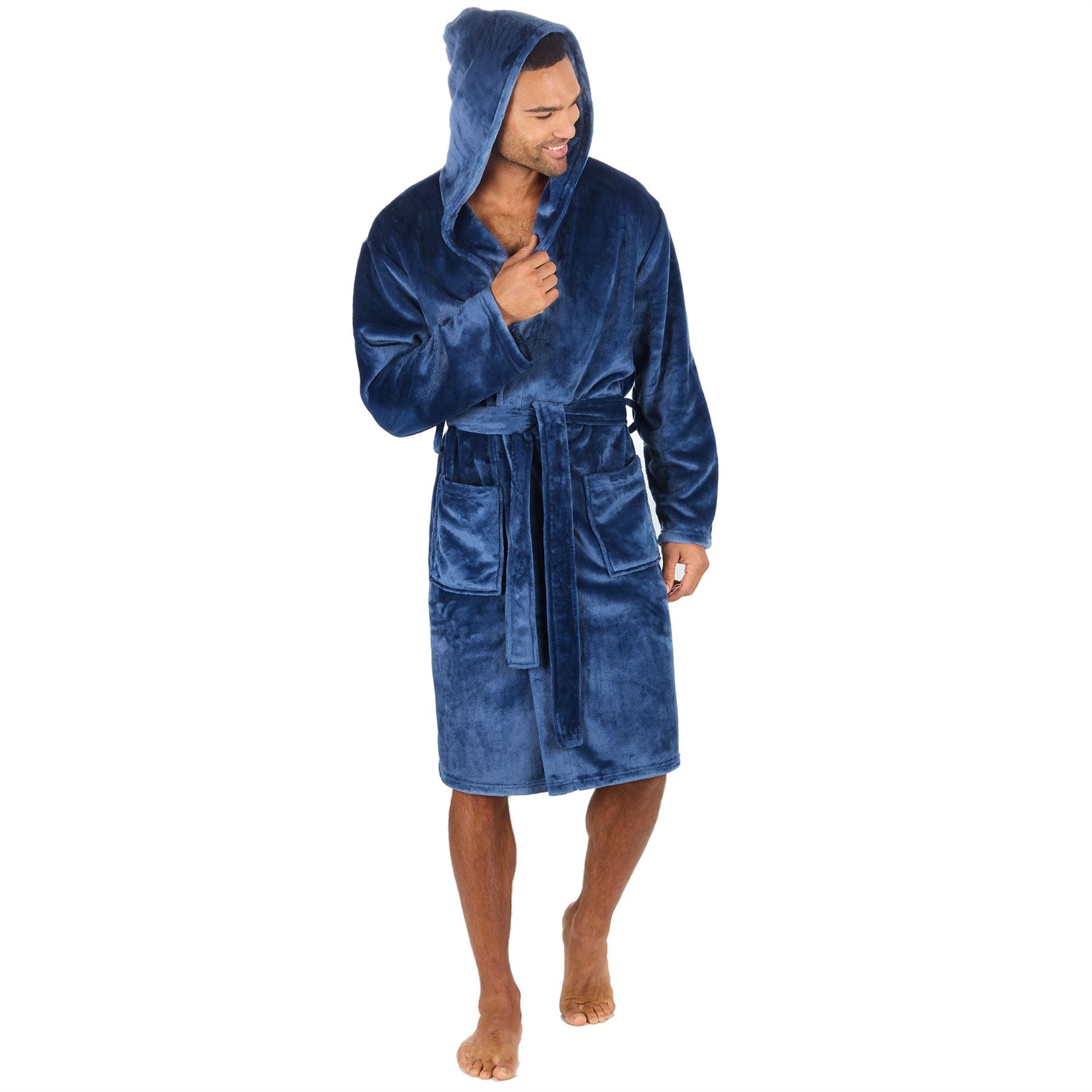 Pierre Roche Mens Polished Hooded Dressing Gown