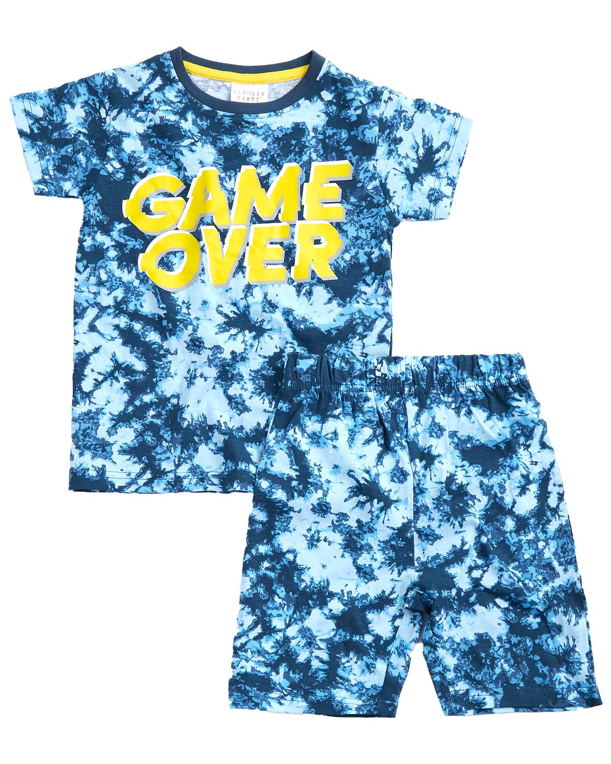 Boys Jersey Game Over Tie Dye Short Pyjamas