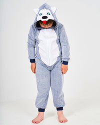 Kids Blue Husky Dog Onesie