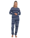 Slumber Hut Womens Jersey Navy Fairisle Pyjamas