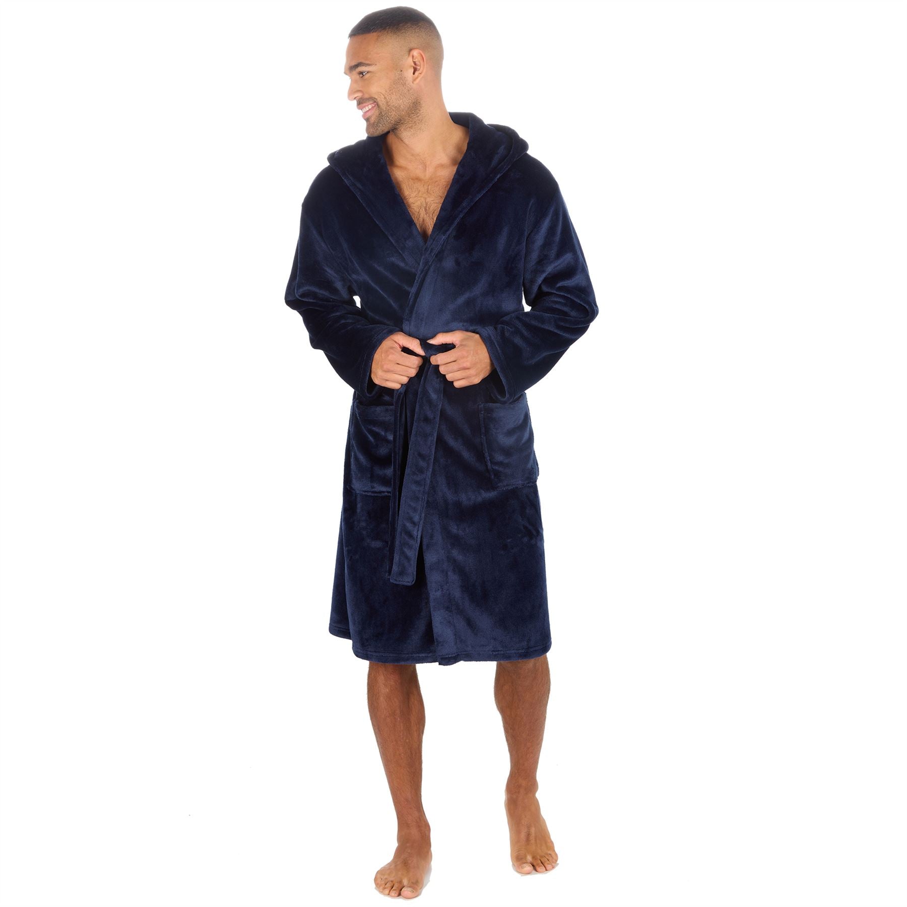 Pierre Roche Mens Polished Hooded Dressing Gown