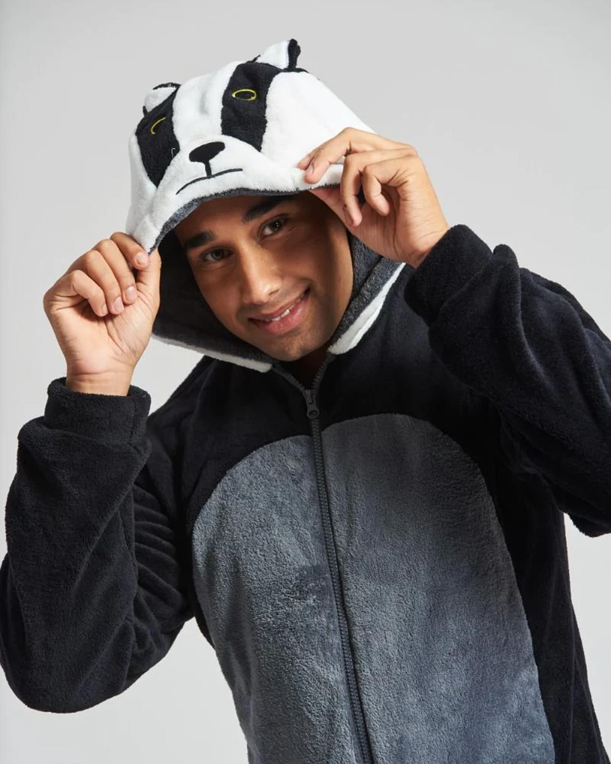 Loungeable Mens Fleece Badger Onesie