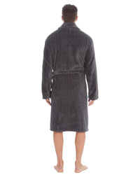 Pierre Roche Mens Black Chevron Fleece Dressing Gown