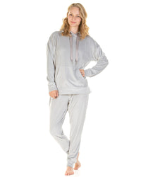 La Marquise Womens Velour Lounge Hooded Pyjamas