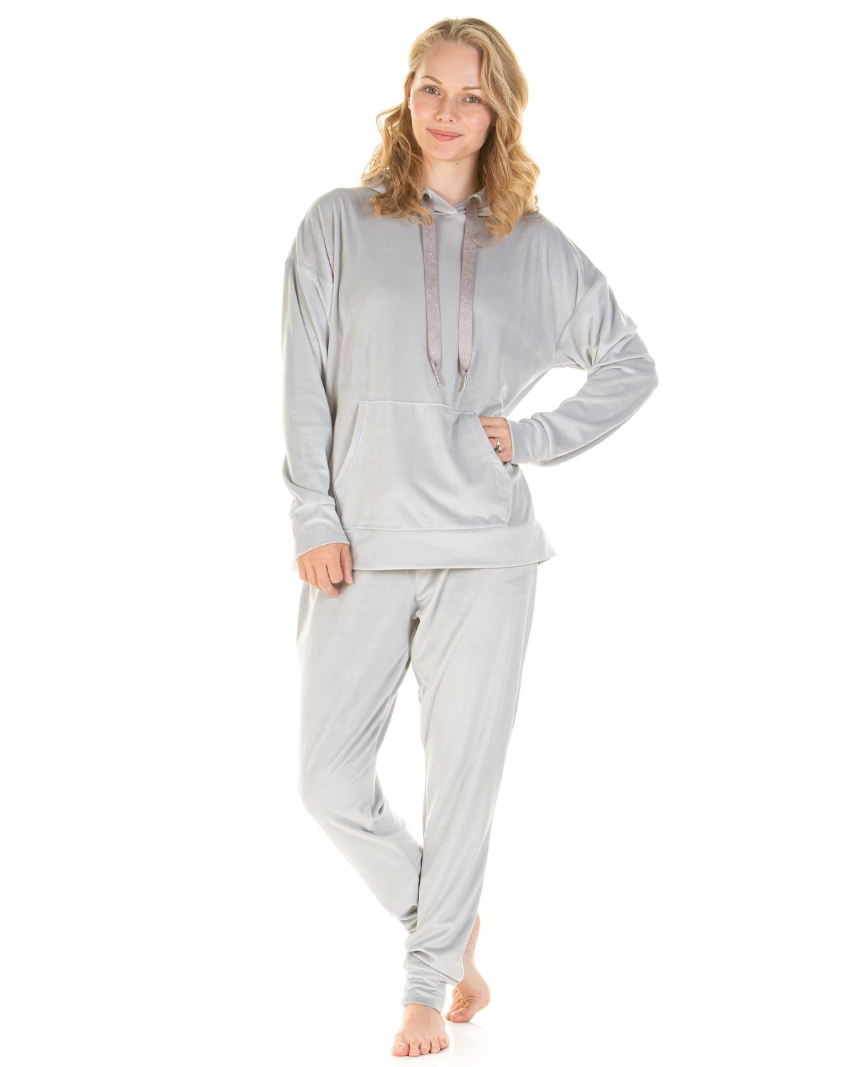 La Marquise Womens Velour Lounge Hooded Pyjamas