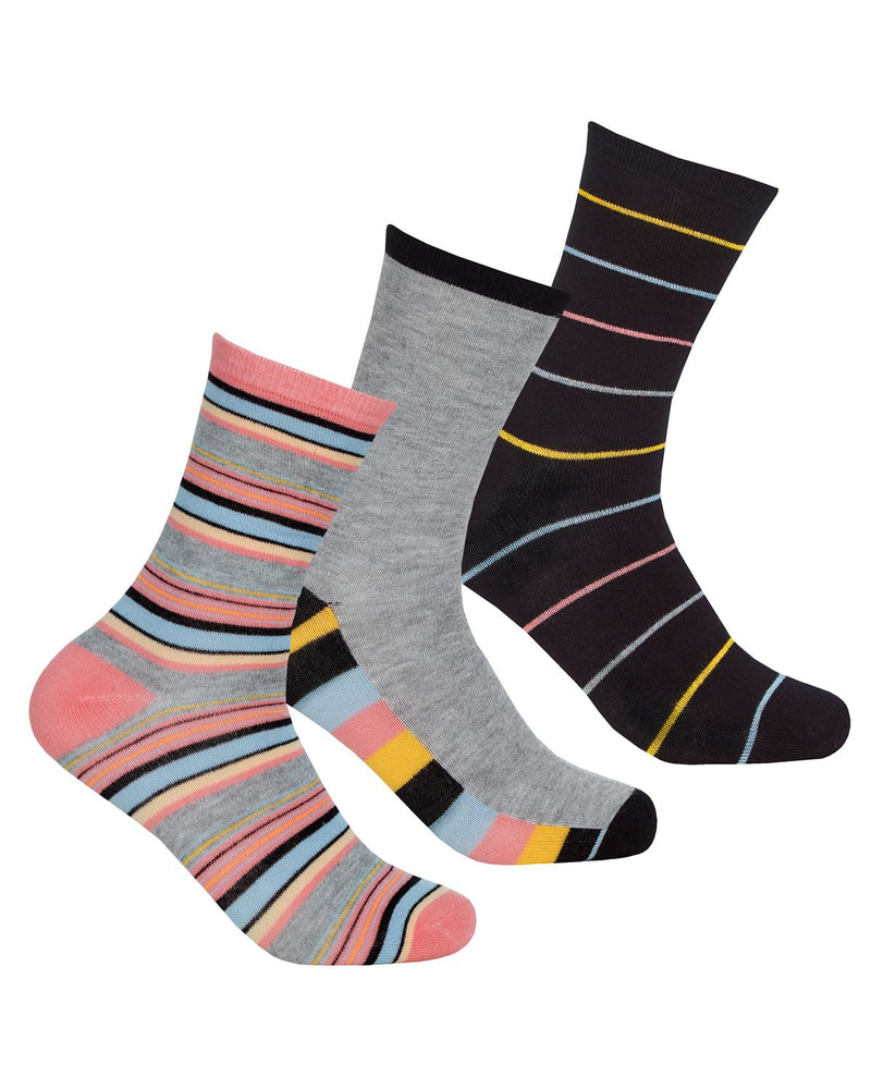 Womens 6 Pack Stripe Mix Bamboo Socks