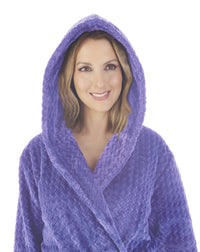 Slenderella Womens 46" Chevron Embossed Fleece Hooded Dressing Gown