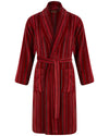 Walker Reid Mens Stripe Coral Fleece Dressing Gown