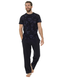 Foxbury Mens Blue Camo Pyjamas