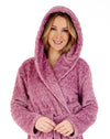 Slenderella Womens Chevron Fleece Hooded Dressing Gown