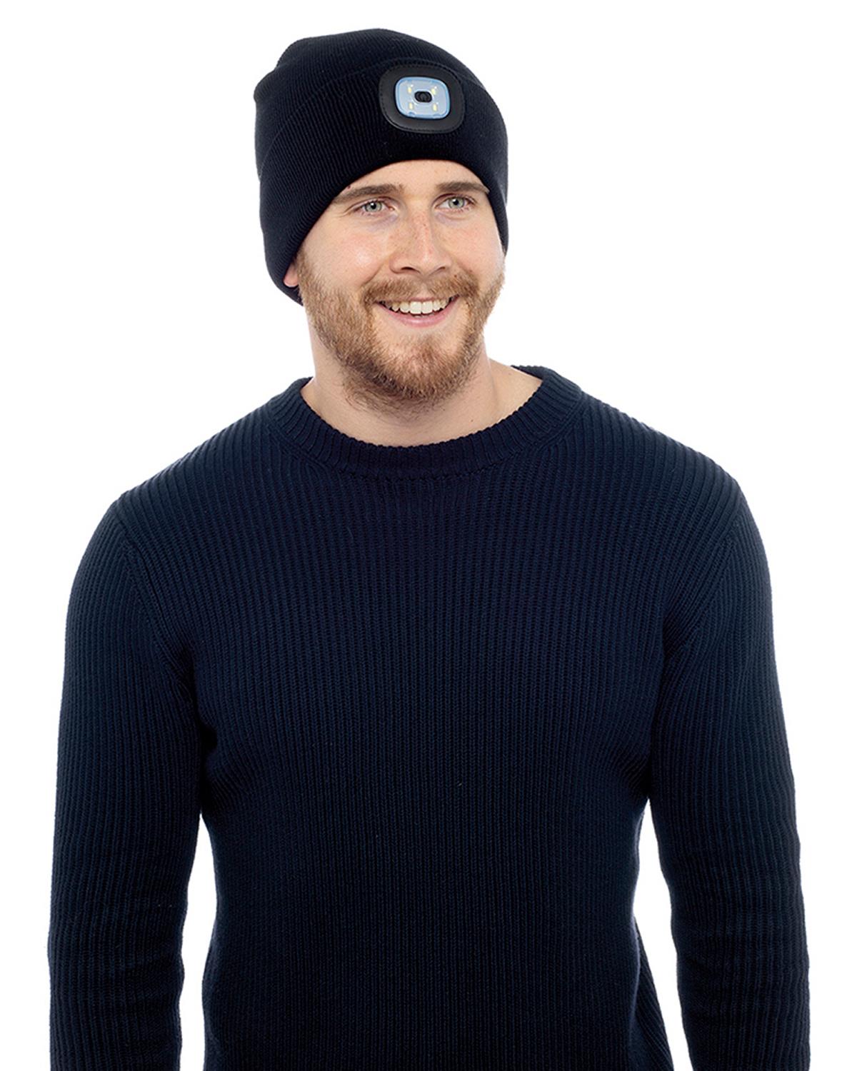 Mens LED Light Knitted Beanie Hat