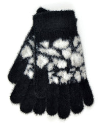 Foxbury Womens Leopard Print Fluffy Gloves