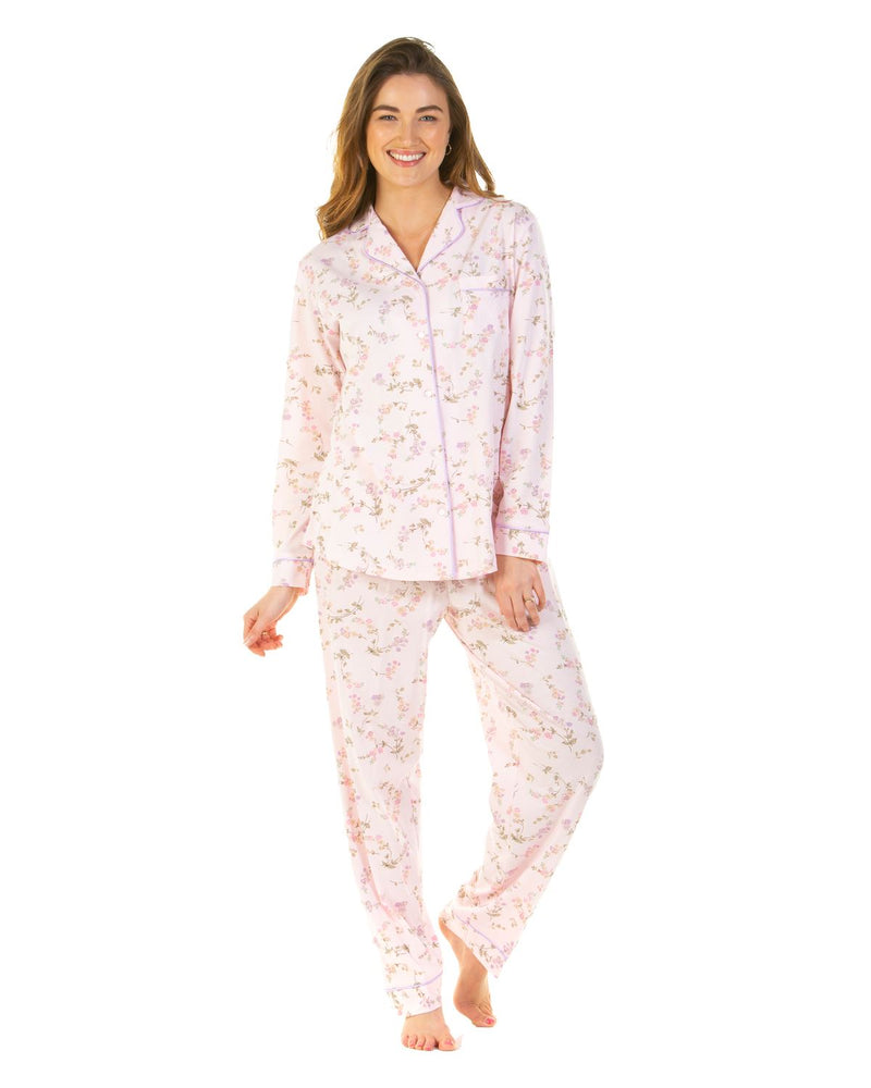 Sue Marks Womens Flower Spray Button Pyjamas