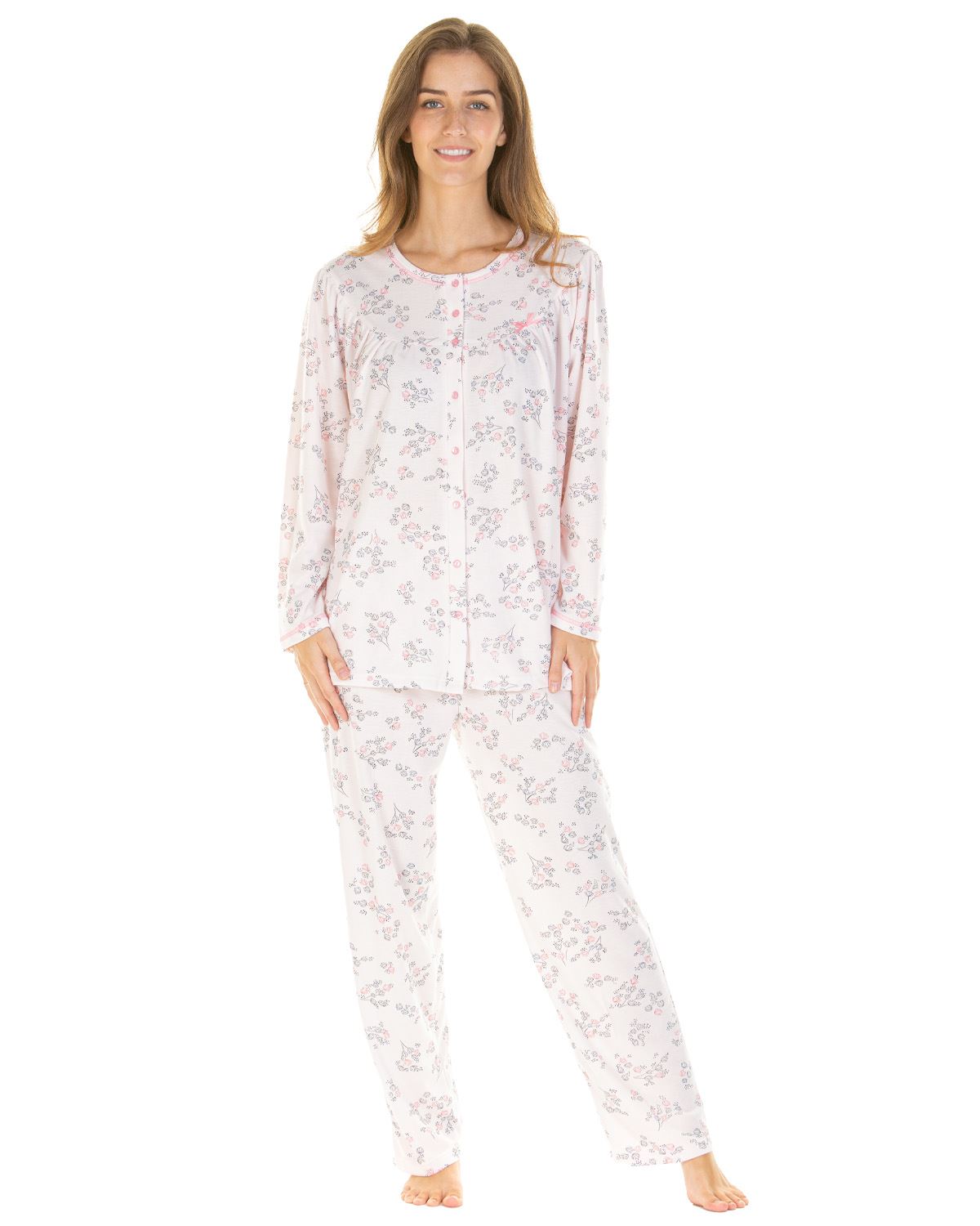 La Marquise Womens Floral Cuddleknit Jersey Pyjamas