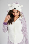 Loungeable Womens Lilac Sherpa Hedgehog Onesie