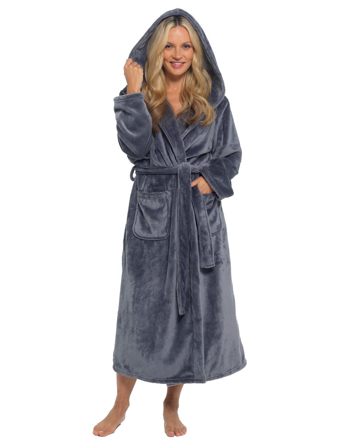 Slumber Hut Womens Flannel Fleece Hooded Dressing Gown