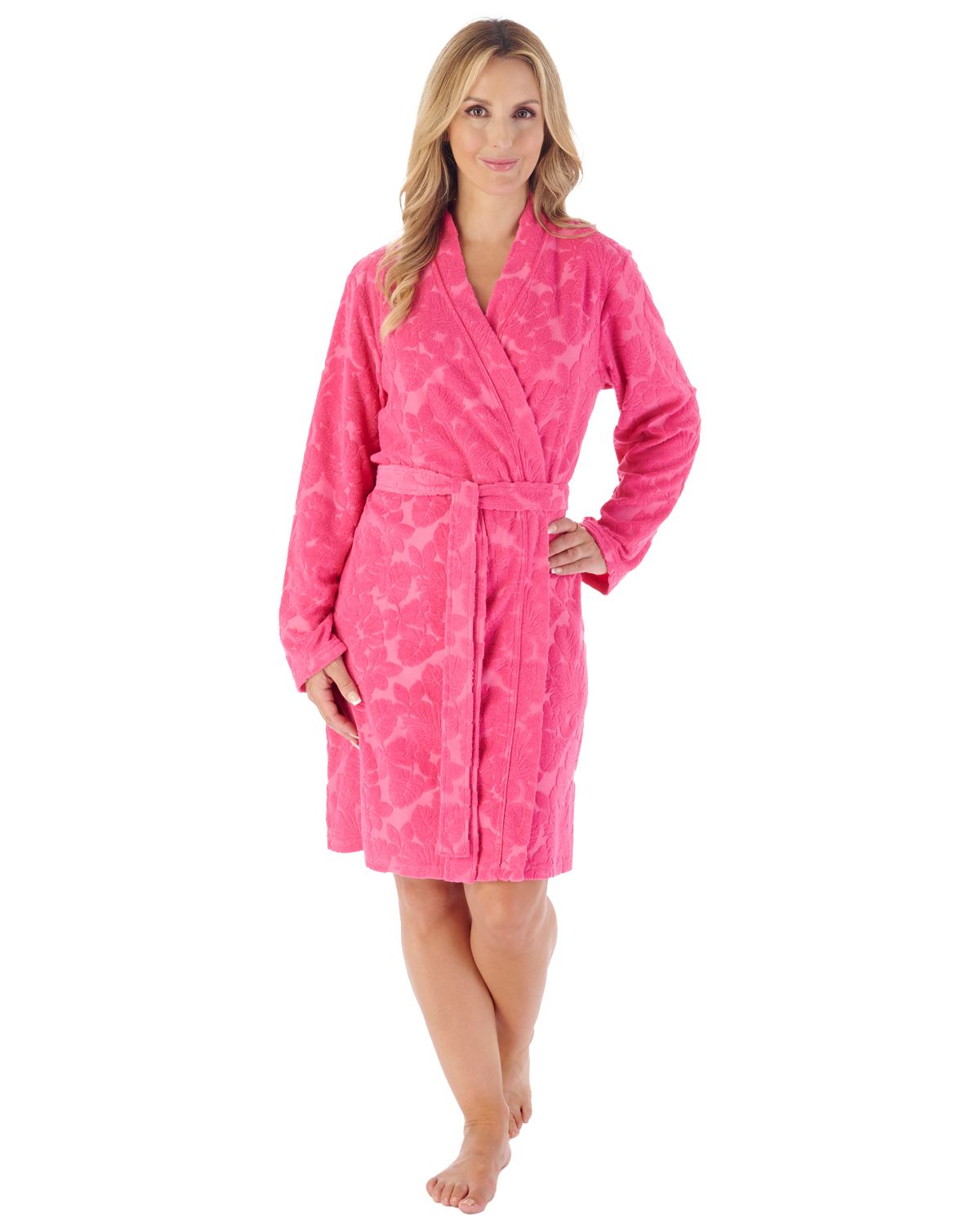 Slenderella Womens Floral Embossed Dressing Gown