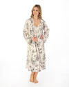 Gaspé Womens Floral Satin Kimono Robe