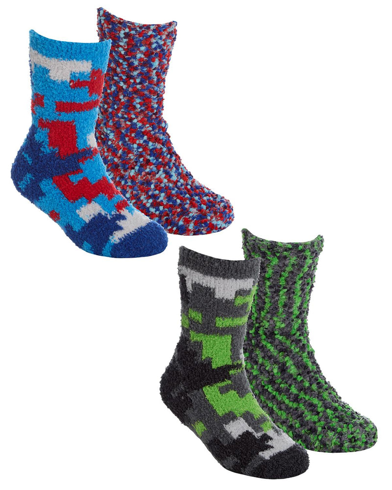 4 Pairs Boys Camo Print Cosy Socks