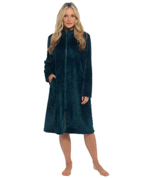 Slumber Hut Womens Wave Effect Zip Dressing Gown