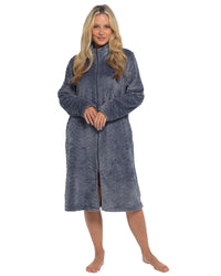 Slumber Hut Womens Wave Effect Zip Dressing Gown