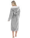 Womens Polished Fleece Sherpa Hood Dressing Gown