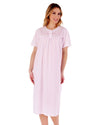 Slenderella Womens Short Sleeve Embroidered Yoke Nightdress