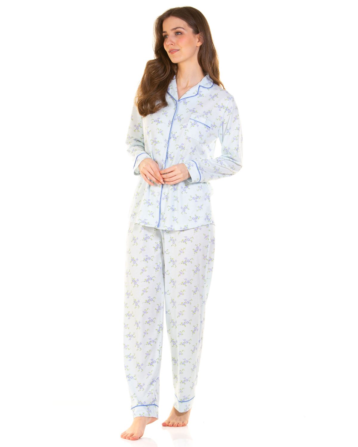 La Marquise Womens Primrose in Bloom Jersey Button Pyjamas