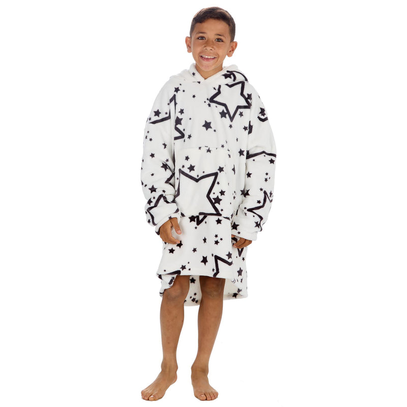 Huggable Kids Cream Star Print Snuggle Hoodie