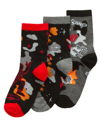 6 Pairs Boys Gaming & Space Ankle Socks