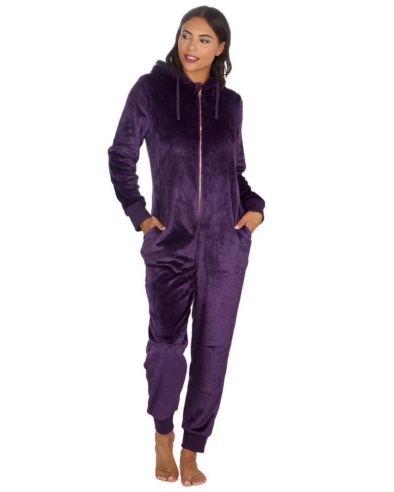 Womens Polished Fleece Hooded Onesie