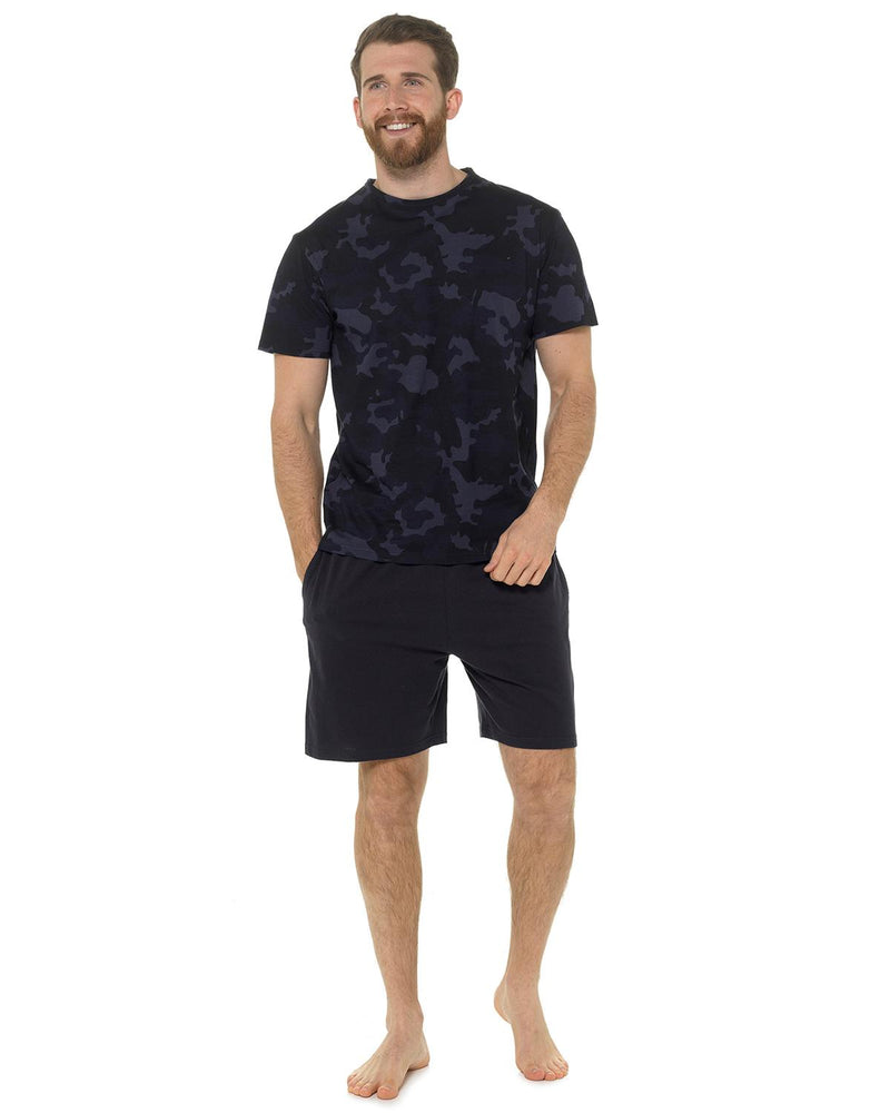 Foxbury Mens Blue Camo Short Pyjamas