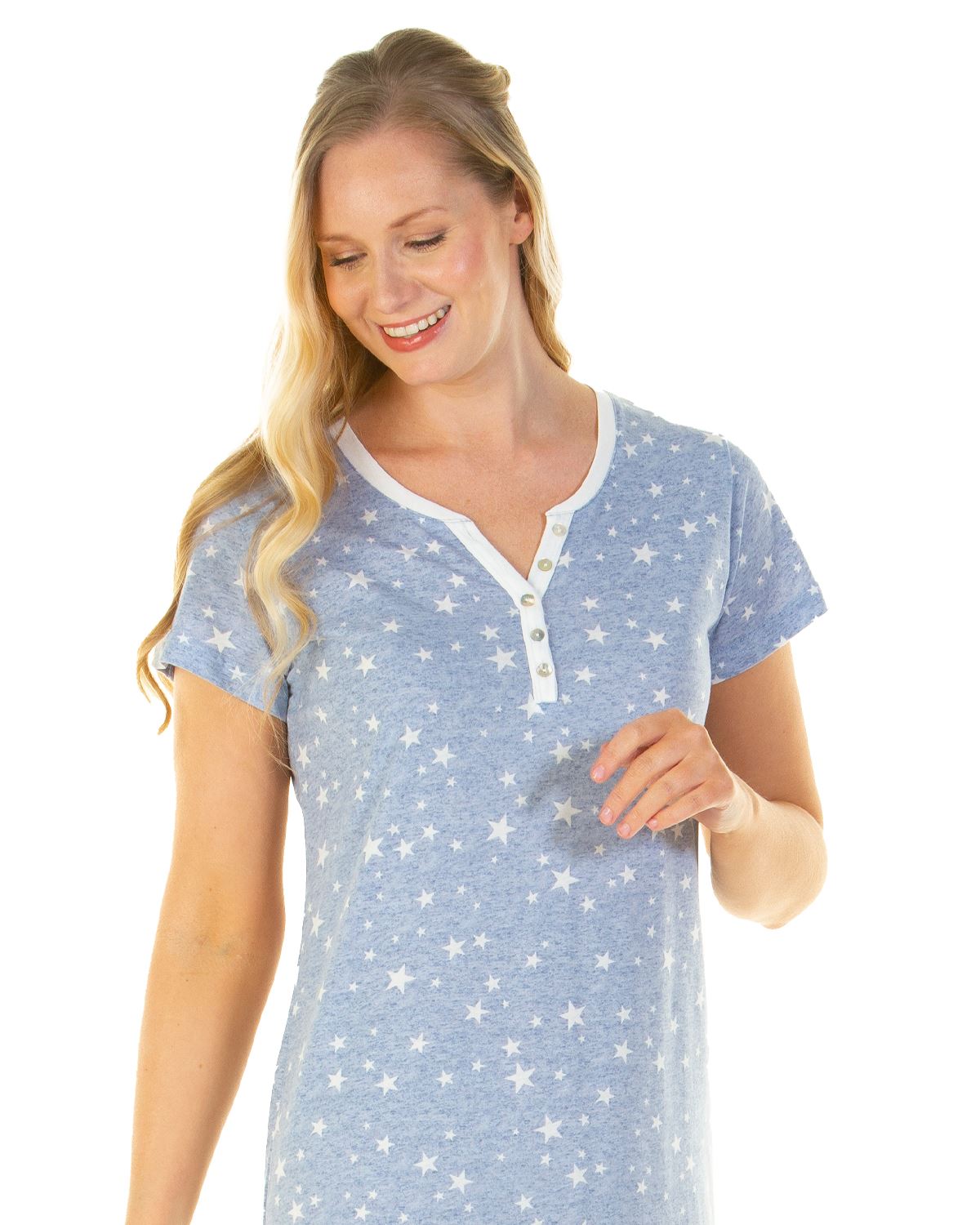 La Marquise Womens Heather Stars Short Sleeve Nightie