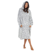 Huggable Womens Snow Leopard Long Snuggle Hoodie