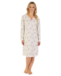 Slenderella Womens Printed Long Sleeve Jersey Nightie