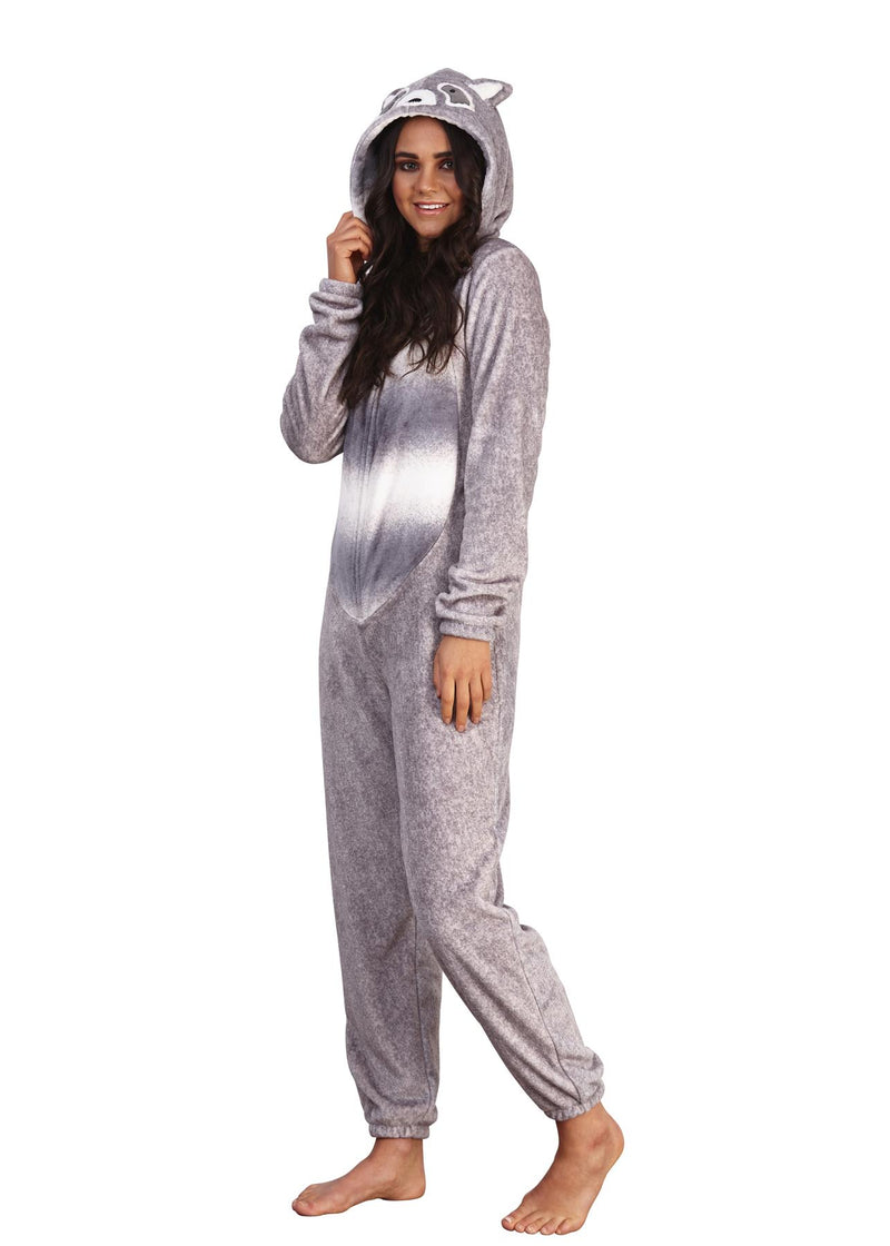 Loungeable Womens Grey Raccoon Onesie