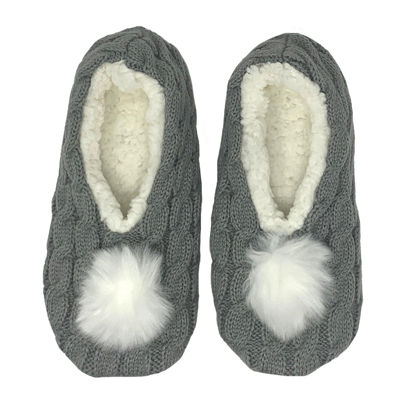 Bramble Womens Grey Knit Ballerina Slippers