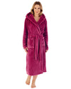 Slenderella Womens 46" Chevron Embossed Fleece Hooded Dressing Gown