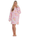 Huggable Womens Pink Rainbow Oversized Hoodie