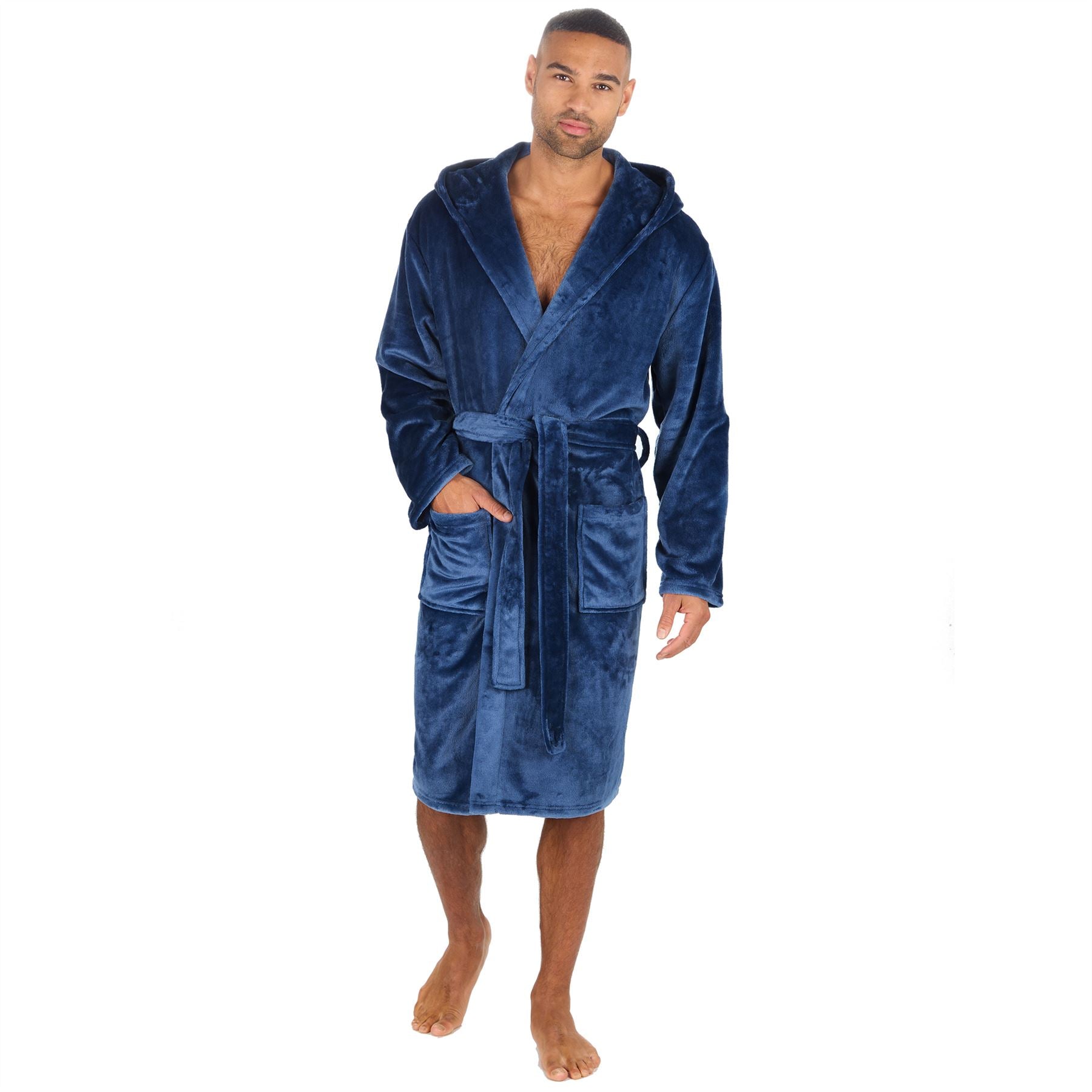 Pierre Roche Mens Polished Hooded Dressing Gown