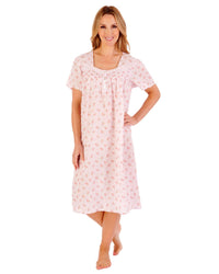 Slenderella Womens 42" Floral Dobby Spot Woven Nightie