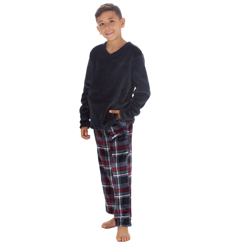 Cargo Bay Boys Polished Fleece Check Pyjamas