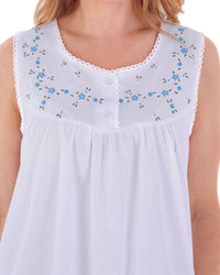 Slenderella Womens Sleeveless Embroidered Yoke Nightdress