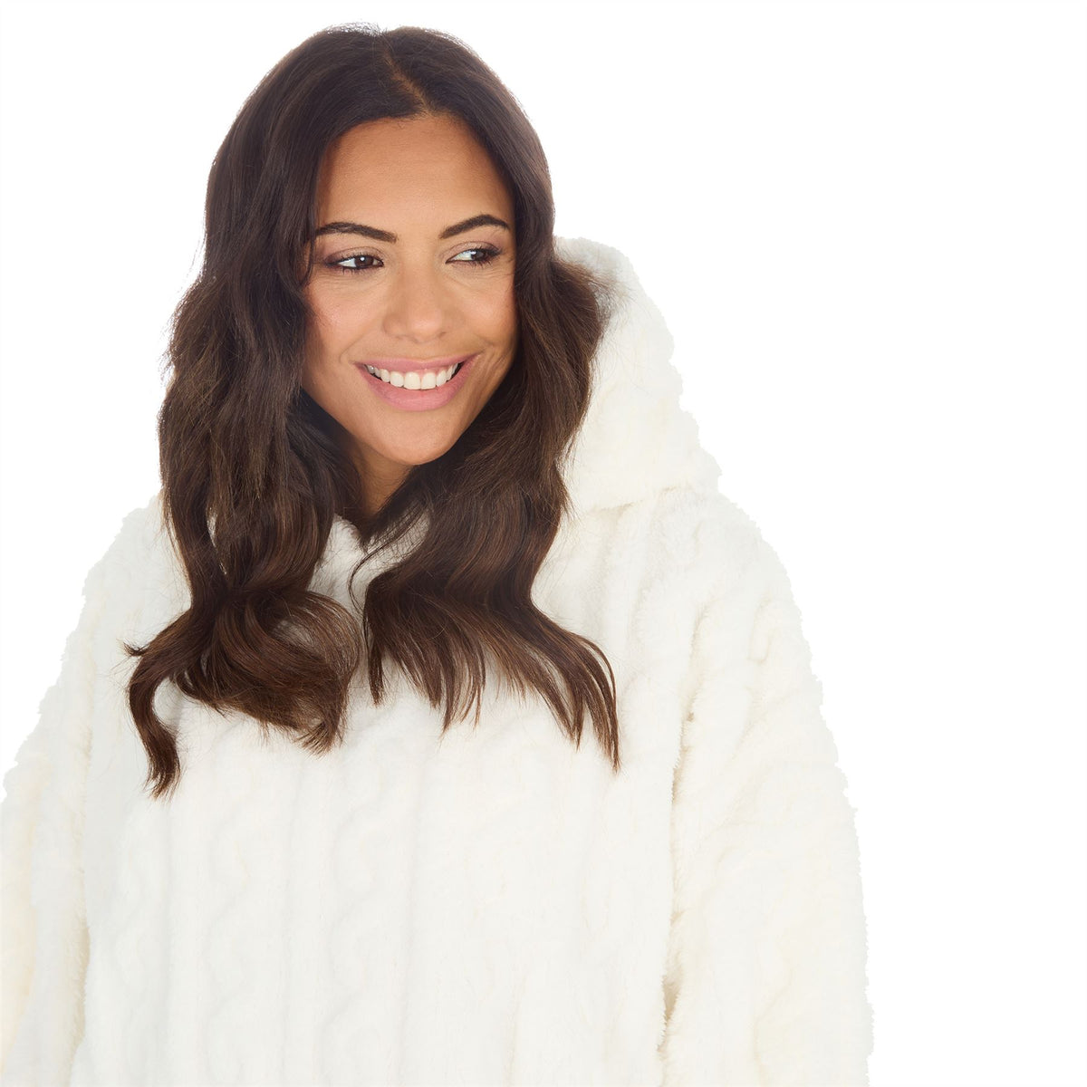 Huggable Womens Sherpa Cable Fleece Snuggle Hoodie