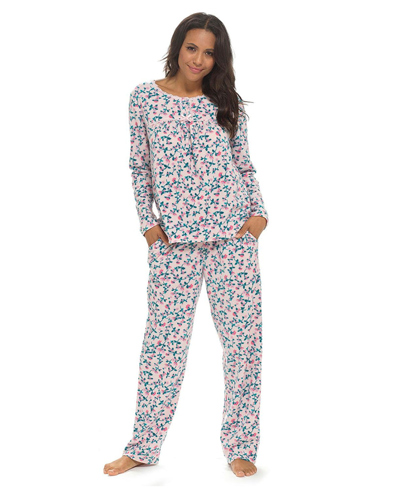 Wolf & Harte Womens Polar Fleece Floral Pyjamas