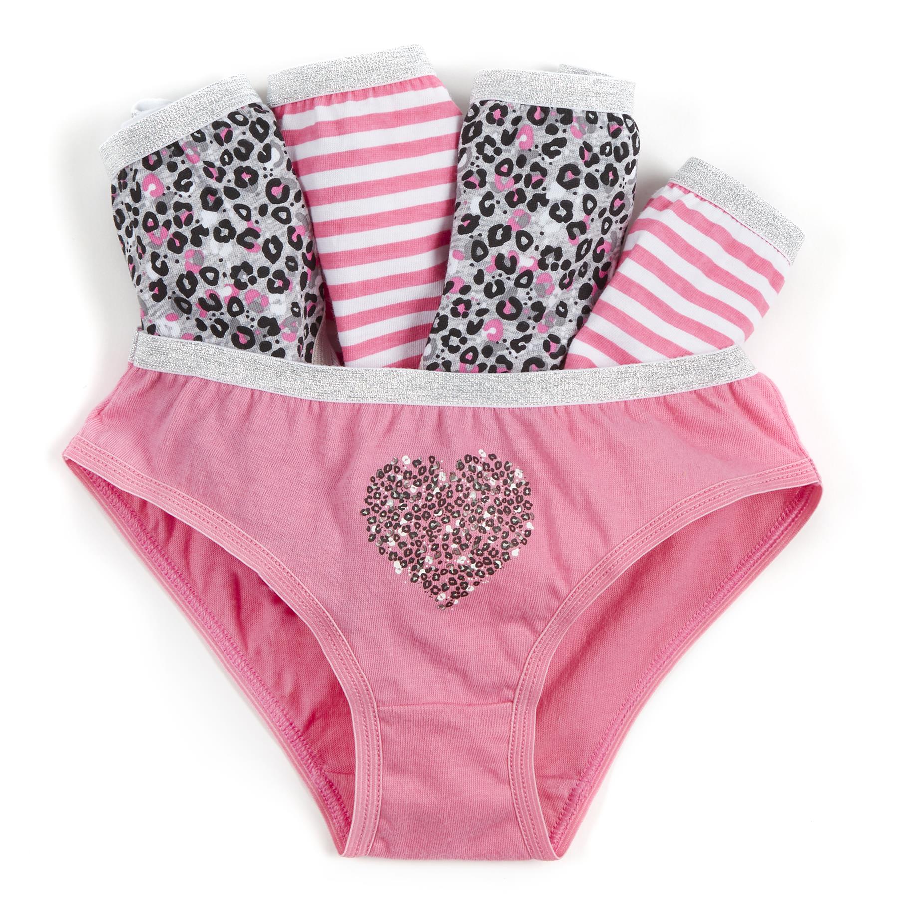 5 Pairs Girls Briefs Pink Leopard