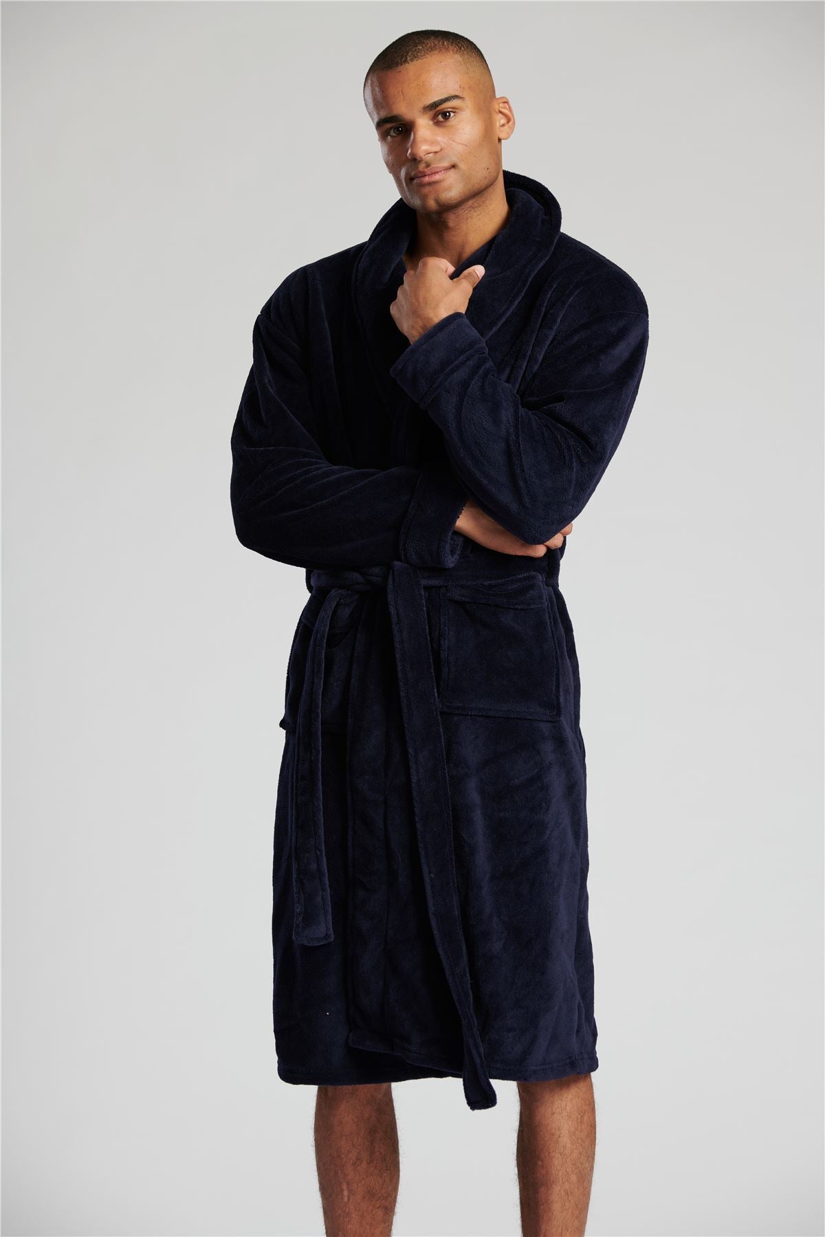 Loungeable Mens Shawl Collar Fleece Dressing Gown