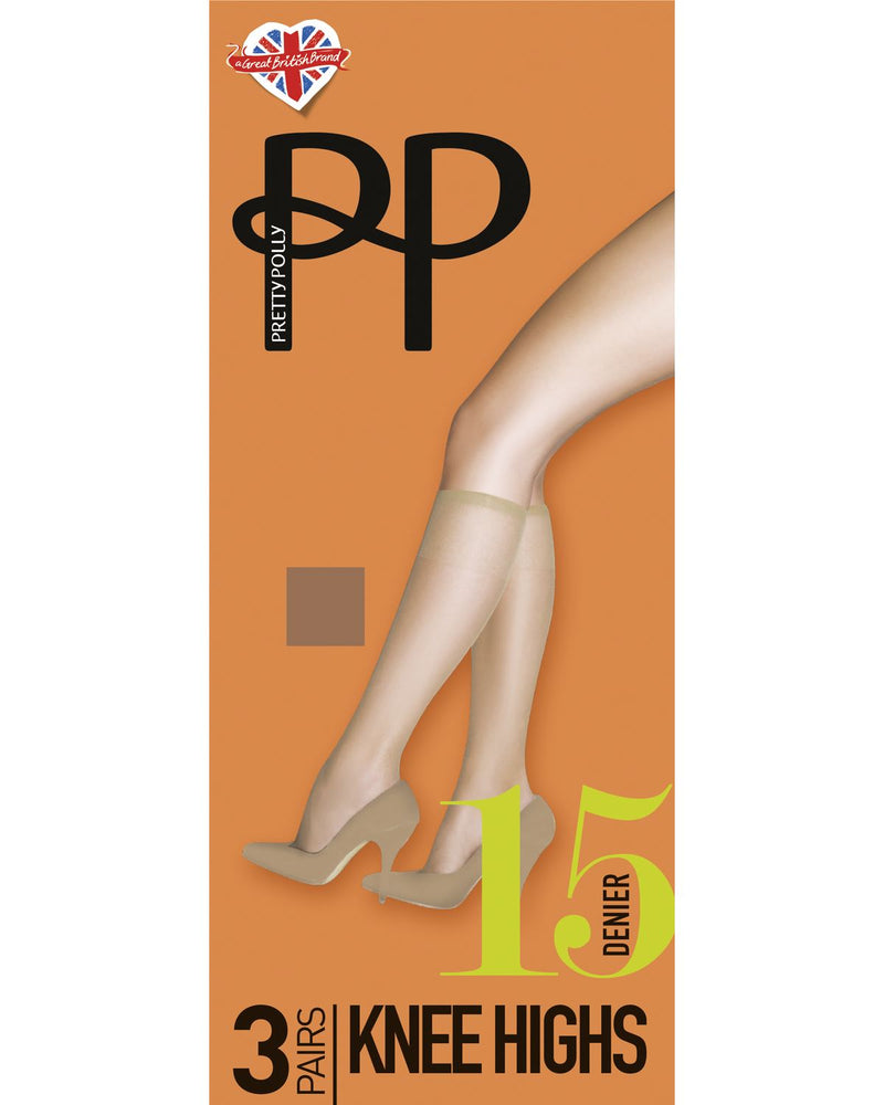 Pretty Polly Womens 3 Pack Everyday 15 Denier Knee Highs