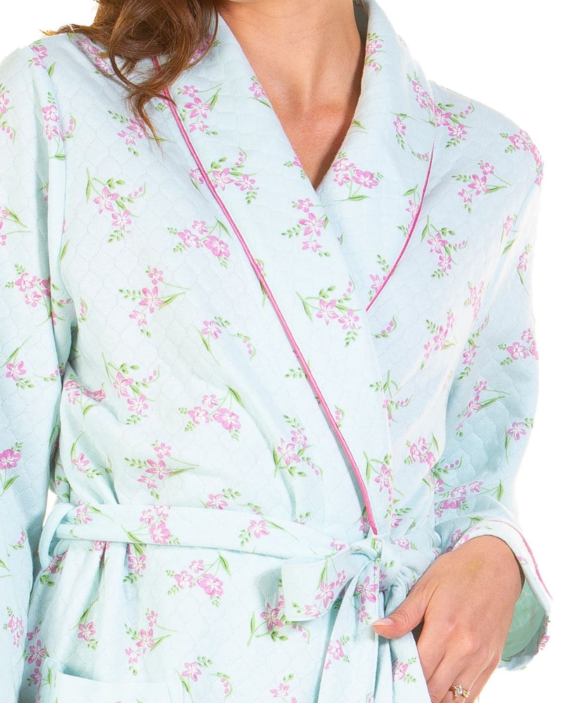 La Marquise Womens Primrose in Bloom Mock Quilt Robe